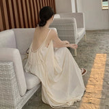 Amfeov hoco dresses-Seaside Holiday Beach Dress Women's Loose Niche Design Bare Back Dress Summer