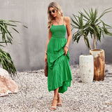 Amfeov Women Solid Color Dress Women Summer Elegant Dress Maxi Dress