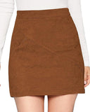 mini skirt fall outfit Women's Suede Hip Skirt High Waist Zipper Autumn and Winter A- line Solid Color Skirt for Women