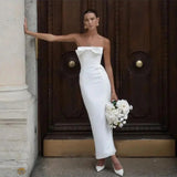 white dress New Light Wedding Dress Simple White Sexy Fashion Strapless Bow Bridal Backless Dress 2024 Summer