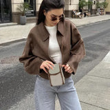 Fall 2024 Women's Jacket Elegant Solid Color Lapel Short Women's Coat Jacket