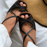 Summer New Mid Heel 40-43 plus Size Square Toe Hollow Sandals