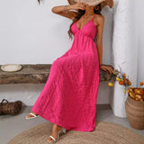 pink dress Women's 2024 Autumn New Sexy Backless V-neck Sling Fashion Dress