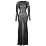 avant garde dress to impress Fashionable New Autumn Women's Clothing Sexy Mesh Backless Lace-up Long Sleeve Super Long Dress Women