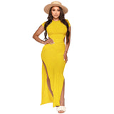 Amfeov Women Clothing New Spring Summer Vacation Solid Color Thread Hollow Out Cutout Sexy Dress