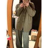 Onemillionlucky frat boy outfits Vintage Wool Variegated Woolen Suit Coat Coat Autumn and Winter Korean Style High-Grade Quilted Loose Suit