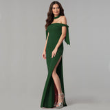 off shoulder  2024 Women's Wrapped Chest Lace-up Side Slit Sleeveless Dress Dress Dress