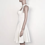 white dress 2024 Summer Sweet Lace Bow White Bandage Dress a Swing Birthday Stretch Women's Clothing