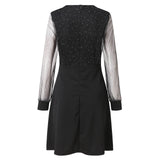 Amfeov Sexy Deep V-Neck  Mesh Dresses Women Fashion Long Sleeve Sequins Elegant Dress Female Evening Party Club Dresses 2024 Vestidos