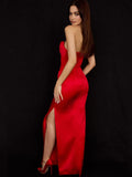 Amfeov High Quality Satin Maxi Dress Women Summer Party Dress 2024 New Arrivals Strapless Dress Sexy Celebrity Evening Club Dress