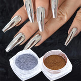 Amfeov Silver Gold Chrome Mirror Nails Glitter Powder Metallic Rubbing Dust Pigment Shiny Fine Flash Gorgeous Gel Polish Manicure Decor