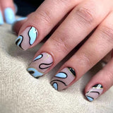 Amfeov Nail Inspo 2024 Summer 24pcs Square False Nails Fresh Flower Love Butterfly Leaf Press On Nails 2024 Summer New DIY French Manicure Tools