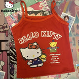 Amfeov Cute Hello Kitty Tank Tops Women's Camisole Short Top Summer New Spicy Slim With Hanging Straps Women's Clothes