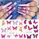 Amfeov 3D Butterfly Design Nail Watercolor Decals Adhesive Transfer Slider Spring Summer Manicure Stickers Decor 4Pcs/Set LYSTZ984-1017