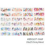 Amfeov 12 Designs Charm Anime Girl Nail Water Decals Goddess Winter Sticker Butterfly Fairy Sliders Manicure Accessories LYBN1657-1668