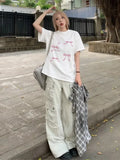 Back To School Amfeov Bow Graphic Oversized T Shirts for Women Streetwear Harajuku Short Sleeved O Neck Tops Summer Loose Aesthetic Clothes