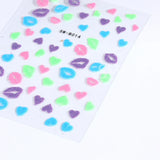 Amfeov 3D Kiss Sexy Pink Lips Glitter Stickers Nails Design Self adhesive Nail Art Sliders Valentine's Day Decals Manicure Decorations