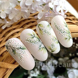 Amfeov 5D Acrylic Lily of the Valley Tulip Nail Decals Summer Flower Leaves Dreamcatcher Design Textured Sticker For Manicure LY5D-K162