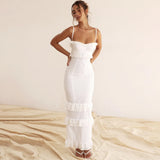 Amfeov High Quality Summer Wedding Guest Dress Women 2024 White Occasionwear Maxi French Style Evening Birthday Party Dress