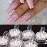 Amfeov Pearl Glitter Nail Powder Aurora Mirror Rub Chrome Pigment White Neon Powder DIY Manicure Gel Polish Dust Nail Art Decoration