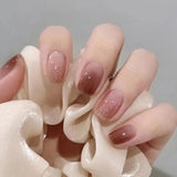 Amfeov Nail Inspo 2024 Summer 24pcs Square False Nails French Glitter Solid Color Flower Press On Nails 2024 Summer New Simple DIY Nail Tips