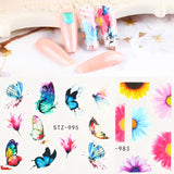 Amfeov 3D Butterfly Design Nail Watercolor Decals Adhesive Transfer Slider Spring Summer Manicure Stickers Decor 4Pcs/Set LYSTZ984-1017