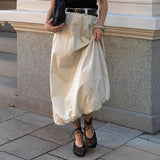 Black Friday Amfeov Fashion High Waist Skirts For Women Solid Colkor Splice Bud Skirt 2024 Autumn New Female Loose Streetwear Midi Skirts