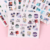 Amfeov 2024 12pcs Palm Tree Design Nail Stickers Summer Coconut Tree Leaf  Water Transfer Nail Decals DIY Nail Art Manicure Decorations