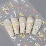 Amfeov 5D Embossed Flower Nail Stickers Colorful Simple DIY Wildflower Daisy Geometric Lines Gel Polish Decals Wedding Engraved Slider