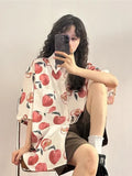 Back To School Amfeov Japan Style Honey Peach Print Beach Wear Cardigan Cover Ups Blouse Femme Summer Oversize T-shirt Casual Tops Clothes