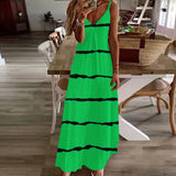 Women's Casual Spaghetti Strap Long Dress Summer V-Neck Sleeveless A-Line Maxi Dresses Female Bohemian Primted Beach Dress