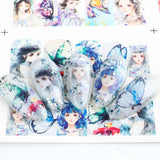 Amfeov 12 Designs Charm Anime Girl Nail Water Decals Goddess Winter Sticker Butterfly Fairy Sliders Manicure Accessories LYBN1657-1668