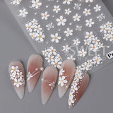 Amfeov 5D Embossed Flower Nail Stickers Colorful Simple DIY Wildflower Daisy Geometric Lines Gel Polish Decals Wedding Engraved Slider