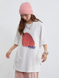 Back To School Amfeov Cotton Kawaii Strawberry Graphic T Shirts Y2k Streetwear Oversized Funny Short Sleeve Summer White Tops Cutecore Clothes