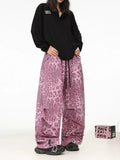 Back To School Amfeov Pink Leopard Parachute Pants Women Hip Hop Vintage Baggy Sports Wide Leg Trousers 2000s High Waist Korean Y2k Streetwear