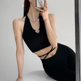 Amfeov-Heliar V-Neck Button Up Cropped Knitted Tank Top Women Heart Hollow Tops Y2k Halter Camis Strapy Sexy Tube Top Women 2024 Summer