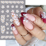 Amfeov 5D Embossed Flower Nail Stickers Colorful Simple DIY Wildflower Daisy Geometric Lines Gel Polish Decals Wedding Engraved Slider