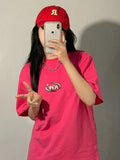 Back To School Amfeov Pink Letter Print T Shirt Woman O-Neckcute Y2k Top Harajuku Girl Short Sleeve Tees Loose Korean Style Clothes for Summer