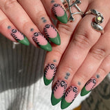 Amfeov Nail Inspo 2024 Summer 24pcs Almond False Nails French Fresh Frosting Leopard Cherry 2024 Summer New Press On Nails Detachable DIY Nail Tips