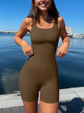 New Women's Yoga Rompers Ribbed Spaghetti Strap Exercise Romper One Piece Jumpsuit Fitness Jumpsuits