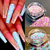 Amfeov Reflective Prism Glitter Nail Powder Flakes Sparkly Green Red Nail Art Dust Shinning Chrome Diamond Pigment Manicures Decoration