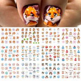 Amfeov 12pcs Anime Fox Water Nails Sliders Snowflakes Forest Animal Squirrel Decals Winter Theme DIY Manicure Foils Stickers Decor LYBN