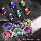 Amfeov 0.1g Chameleon Mirror Chrome Nails Glitter Irregular Fire Aluminum Foils Sequins Summer DIY Iridescent Paillette Manicure Slices