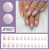 Amfeov Nail Inspo 2024 Summer 24pcs Mid Long Square False Nails French Gradient Nude Pink Full Cover Detachable Nail Tips 2024 New Manicure Tools