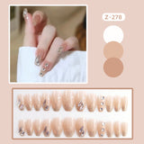 Amfeov 24p Fake Nails Ice Glitter Diamond False Nail Piece Wear Nail Enhancement Patch Ballerina Press On Nails Set