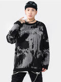 Back To School Amfeov 2024 Fall Fashion  Harajuku Y2k O Neck Knitted Sweater For Male Trendy Street Long Sleeve Oversize Pullover Jumper Autumn Casual Loose Knit Blouse