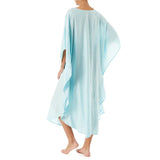 Amfeov 2024 Kaftan Beach Dress Blue Tunic Women Summer Plus Size Beachwear Printed Caftan Swimsuit Cover-Ups Long Robe De Plage Dress