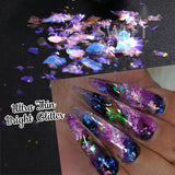 Amfeov 0.1g Fire Opal Crystal Sequins Nail Flakes Holographic Aurora Brocade Chrome Spangles Summer Feather Glitter Manicure Decoration