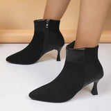 Amfeov Women's Boots 2024 New Large Fashionable Knitted Non Slip Rubber Sole Boots Heel 35-42