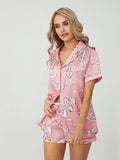 Amfeov Dreamy Night Women's Pajama Set Comfy Prints Lapel Button Up Short Sleeve Tops Shorts Summer 2 Piece Sleepwear Casual Loungewear